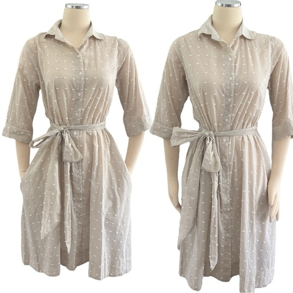LISA MARIE FERNANDEZ Linen-blend Textures Gauze button down Midi cover-up Dress - Picture 5 of 16